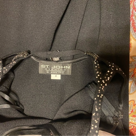 Vintage St John Evening by Marie Gray Formal Gown Knit Maxi Dress Black Sz 4 EUC - Picture 13 of 13